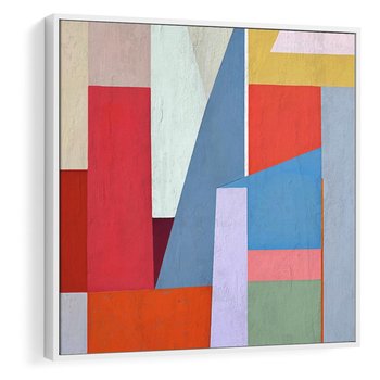 Obraz w ramie 80x80 - Migotliwe Nastroje Kształtów - różne geometryczne formy, olejny obraz - rama biała