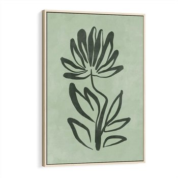 Obraz w ramie 50x70 - Zieleń Wyjątkowego Ukojenia - zielona abstrakcja, zgaszona zieleń - rama drewno