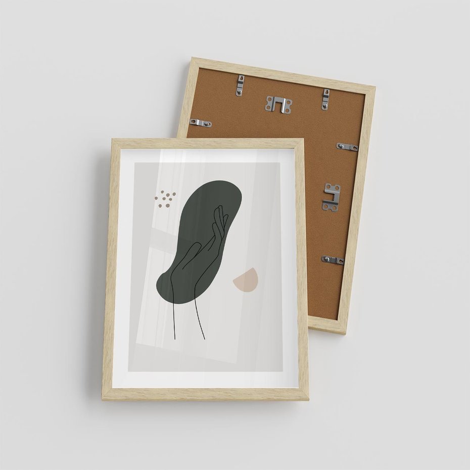 Plakat w ramie 30x40 - Tajemnicze Impulsy - szkic jedną linią, one lone - rama drewno