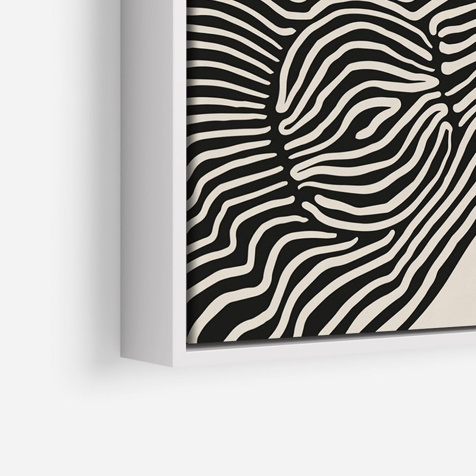 Obraz w ramie 80x120 - Harmonijne Kształty - abstrakcyjne ryciny, czarno biały - rama biała