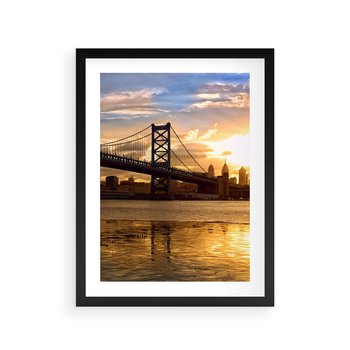 Plakat w ramie 30x40 - Most w mieście - most, miasto - rama czarna