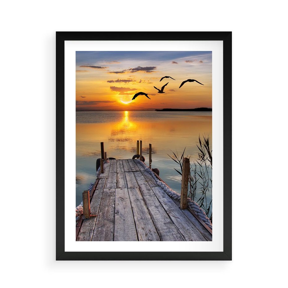 Plakat w ramie 50x70 - Magia zachodu słońca - zachód, słońca - rama czarna