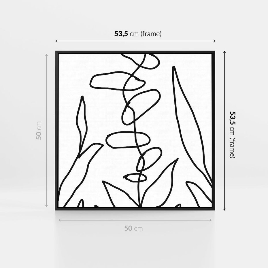 Obraz w ramie 50x50 - Liście Mocy - mroczna sztuka, minimalizm - rama czarna