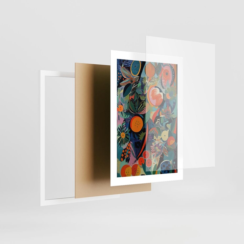 Plakat w ramie 30x40 - Echa Nietuzinkowych Wzorców - abstrakcyjny obraz olejny, jak picasso - rama biała