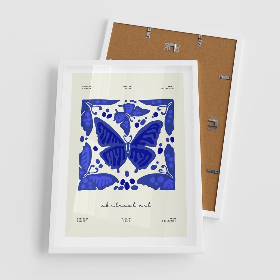 Plakat w ramie 50x70 - Wibracje Wnętrza - nowoczesny plakat, odcienie błękitu - rama biała