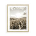 Plakat w ramie 40x50 - Łąka w Klimacie Sepii - suche trawy, łąka - rama drewno