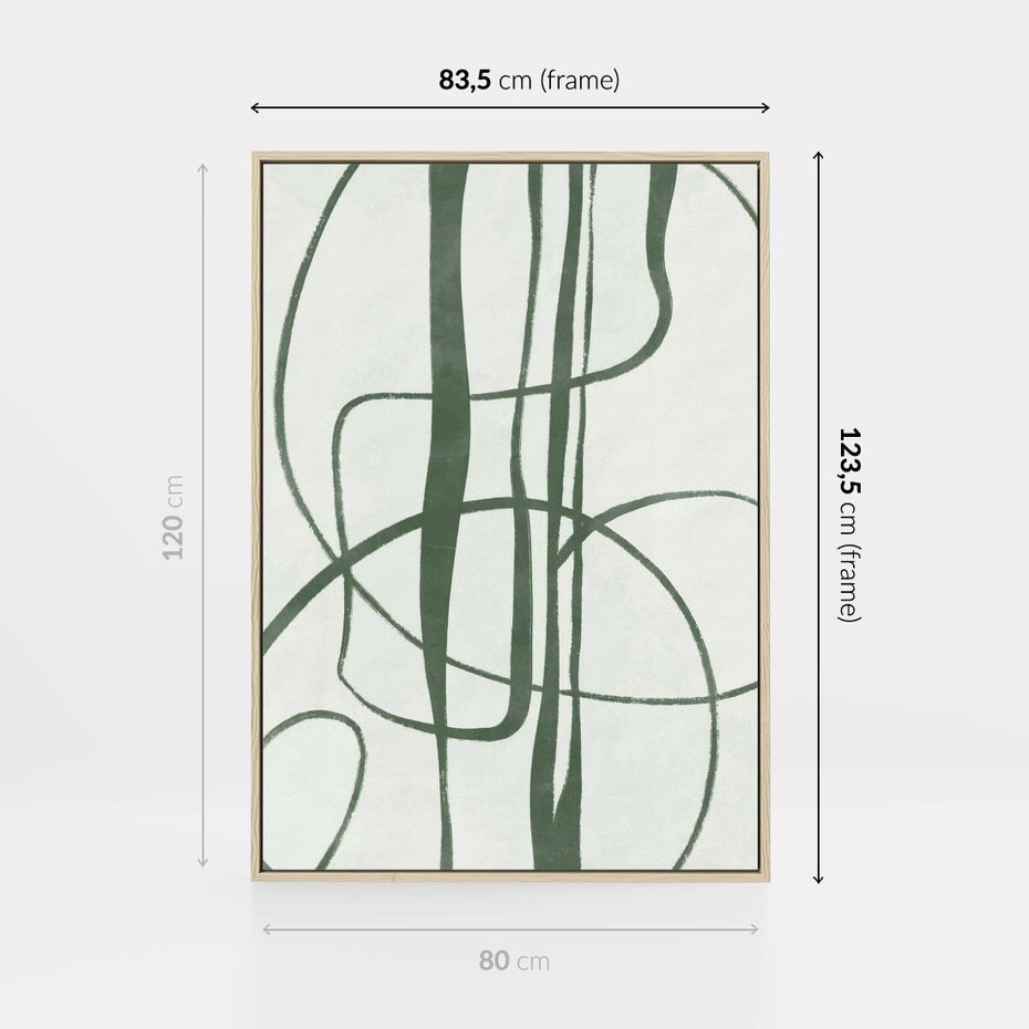 Obraz w ramie 80x120 - Zielony Spokój - zielona abstrakcja, spokojny plakat - rama drewno