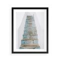 Plakat w ramie 40x50 - Niebieskie Schody Santorini - stare kamienne schody, niebieskie schody - rama czarna