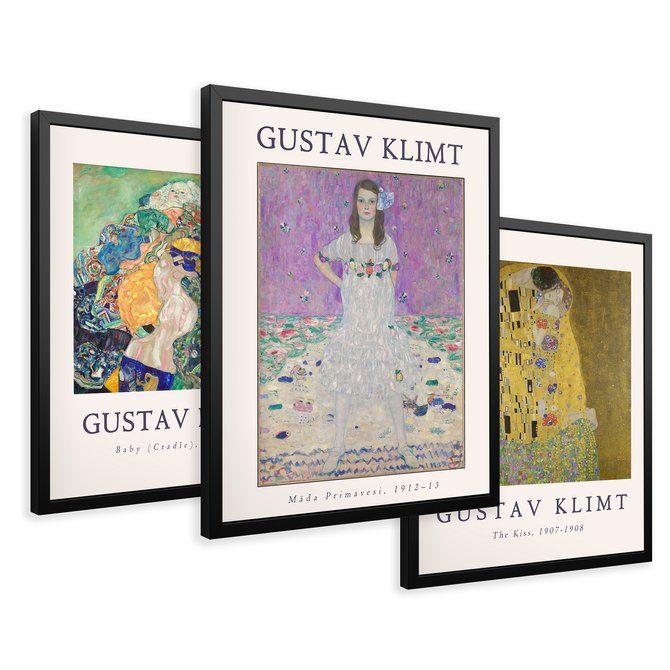 Zestaw obrazy w ramie 50x70 galeria - Gustav, Klimt, reprodukcje - rama czarna