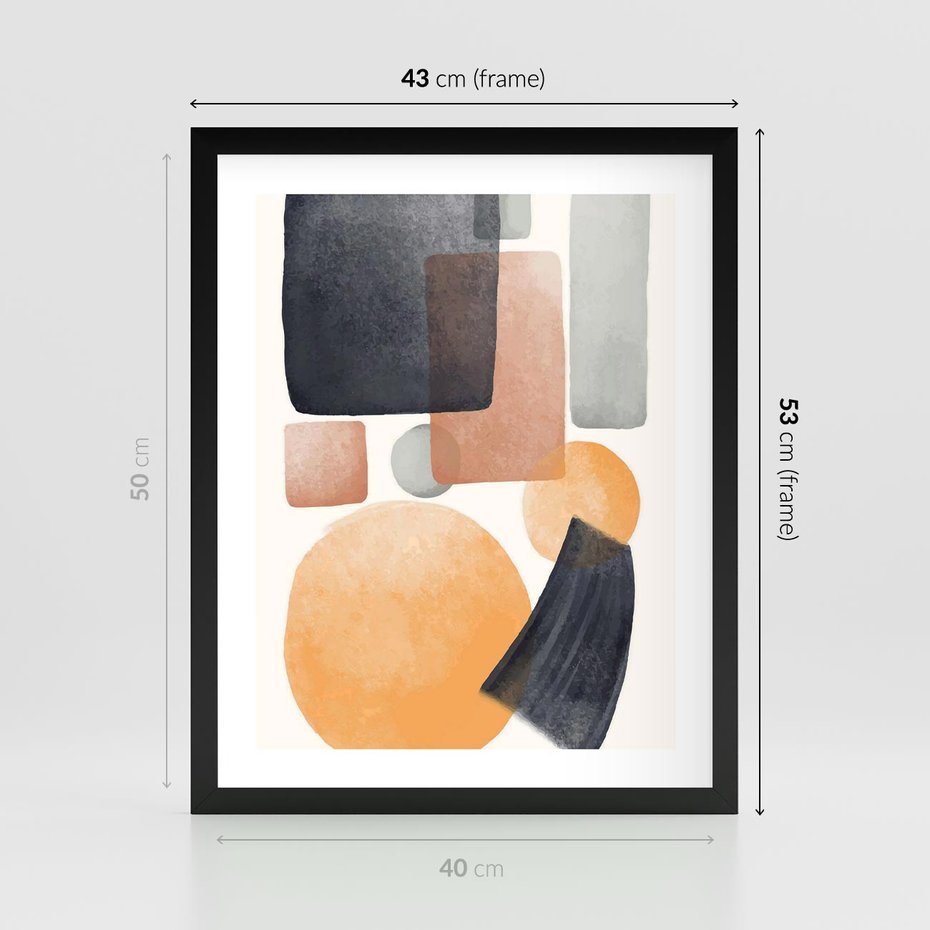 Plakat w ramie 40x50 - Geometria w Abstrakcji - abstrakcja, proste formy - rama czarna