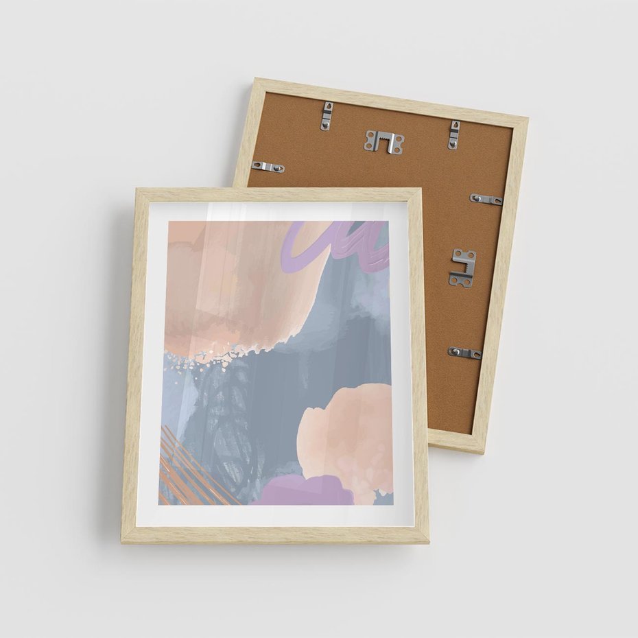 Plakat w ramie 40x50 - Rozmyte Akwarelowe Marzenia - abstrakcyjne akwarelowe plamy, pastele - rama drewno