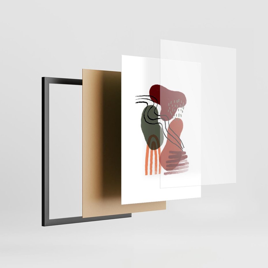 Plakat w ramie 30x40 - Boho Przenikanie - abstrakcyjna sztuka, boho kształty - rama czarna