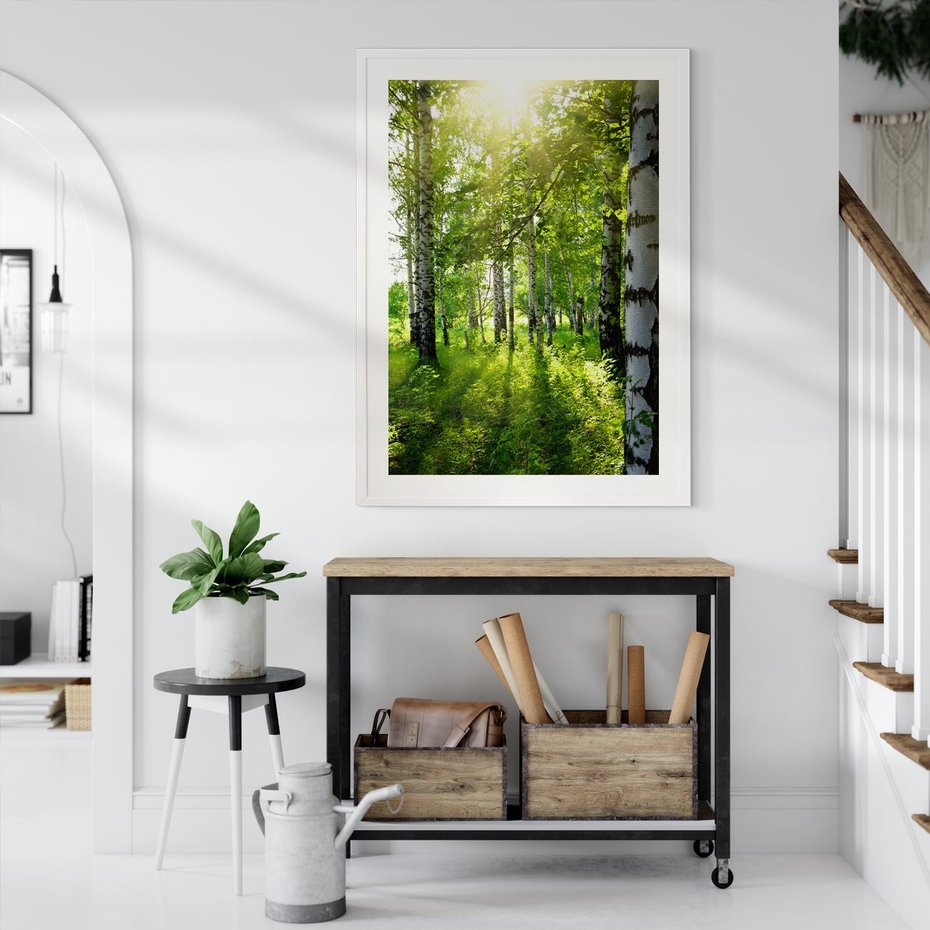 Plakat bez ramy 21x30 - Lasowa Księżycowa Noc - las, drzewa