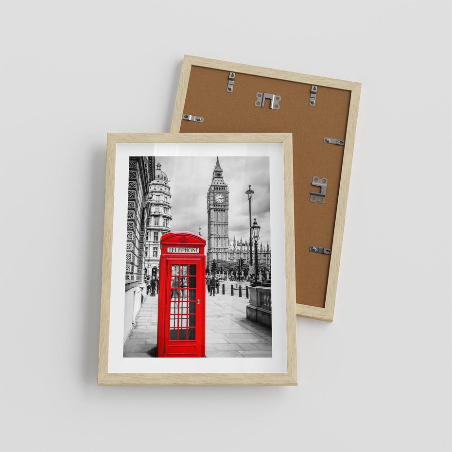 Plakat w ramie 30x40 - Ikoniczna budka w Londynie - Londyn, budka - rama drewno