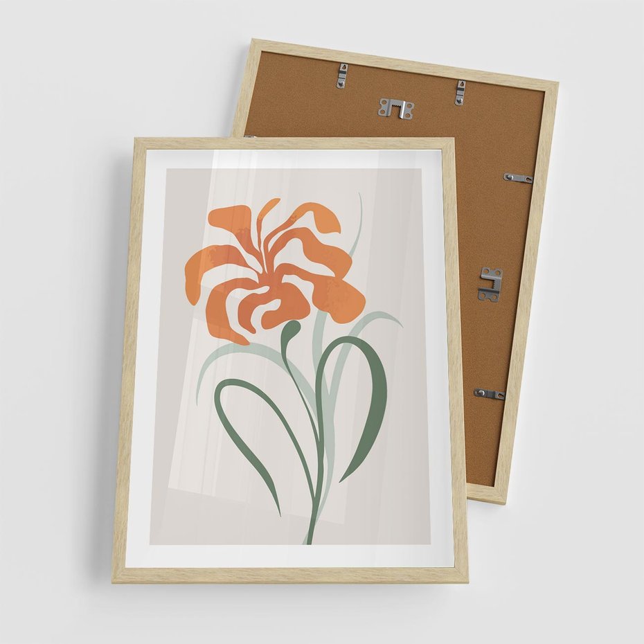 Plakat w ramie 50x70 - Kwiatowe Harmonie - kwiat, sztuka nowoczesna - rama drewno