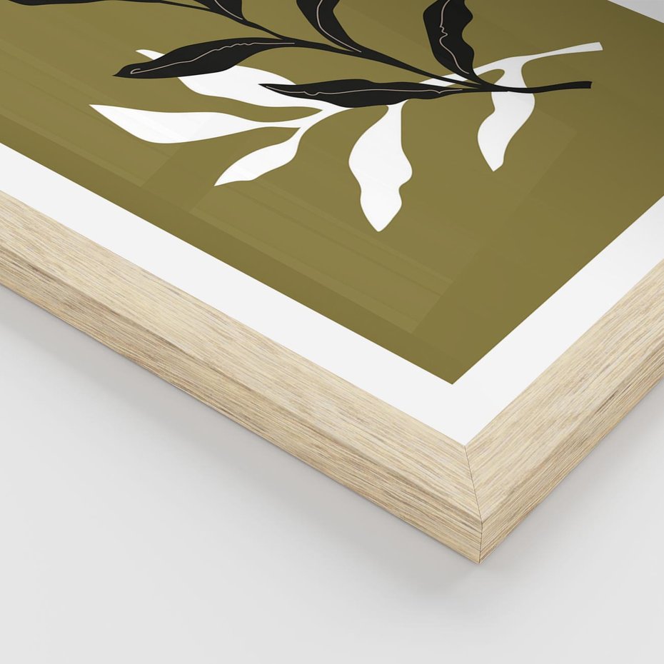 Plakat w ramie 50x70 - Wewnętrzne Odsłony - liście, gałązki - rama drewno