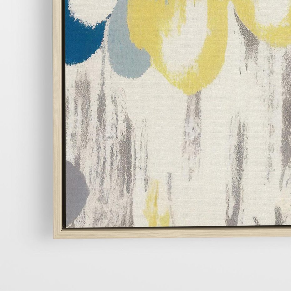 Obraz w ramie 50x50 - Kwiatowe Impresje - malowane duże kwiaty, kolory żółty - rama drewno