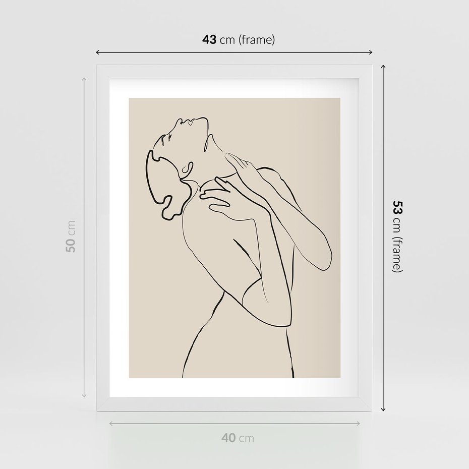 Plakat w ramie 40x50 - Bezkresny Taniec - kobieta, szkic - rama biała