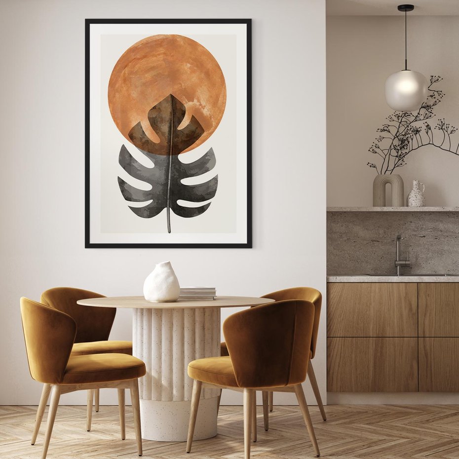 Plakat bez ramy 40x50 - Natura a Sztuka - liść monstery, czarna grafika