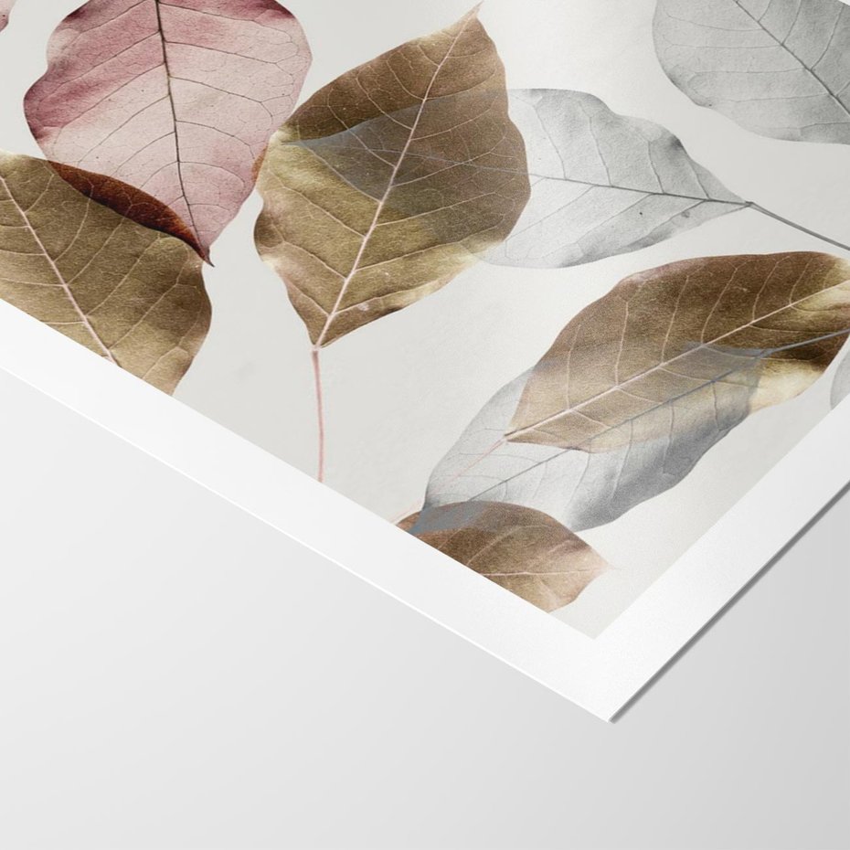 Plakat bez ramy 30x40 - Pastelowe Liście z Nutką Złota - liście, pastelowe kolory