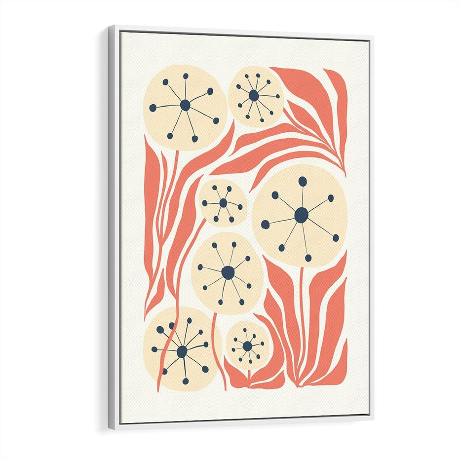 Obraz w ramie 50x70 - Impresje Harmonii - abstrakcyjne kwiaty, rośliny - rama biała