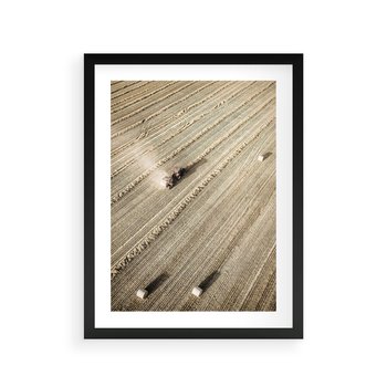 Plakat w ramie 40x50 - Rolnicza Praca - pole, traktor - rama czarna