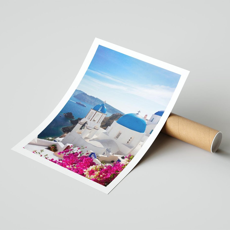 Plakat bez ramy 40x50 - Perspektywa na Santorini - Santorini, perspektywa