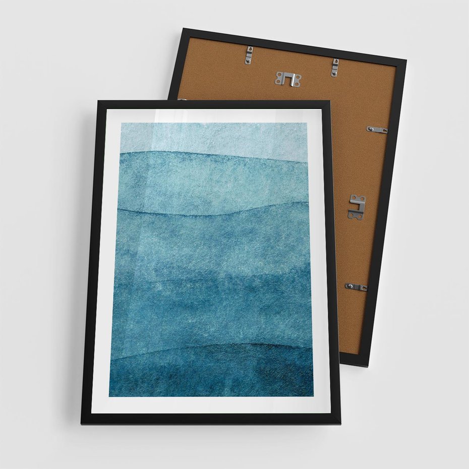 Plakat w ramie 50x70 - Kolorowe fale akwareli - akwarela, fale - rama czarna