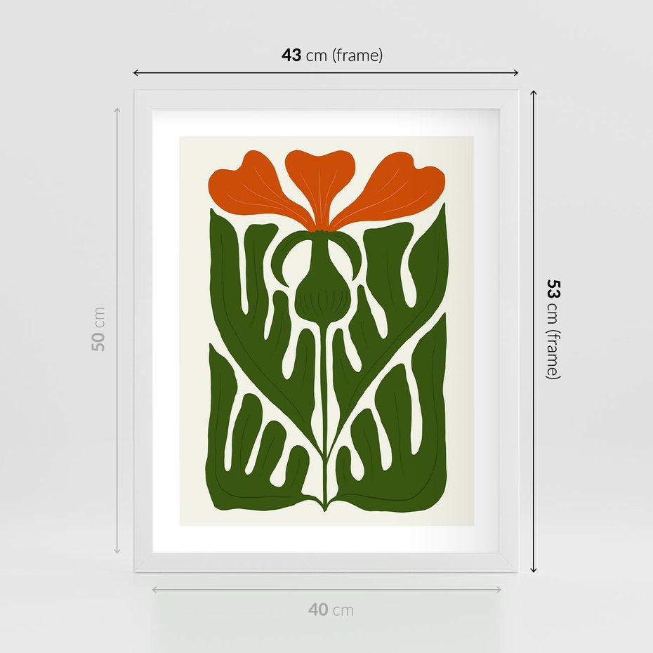Plakat w ramie 40x50 - Minimalistyczny Urok Kwiatu - kwiat, sztuka nowoczesna - rama biała