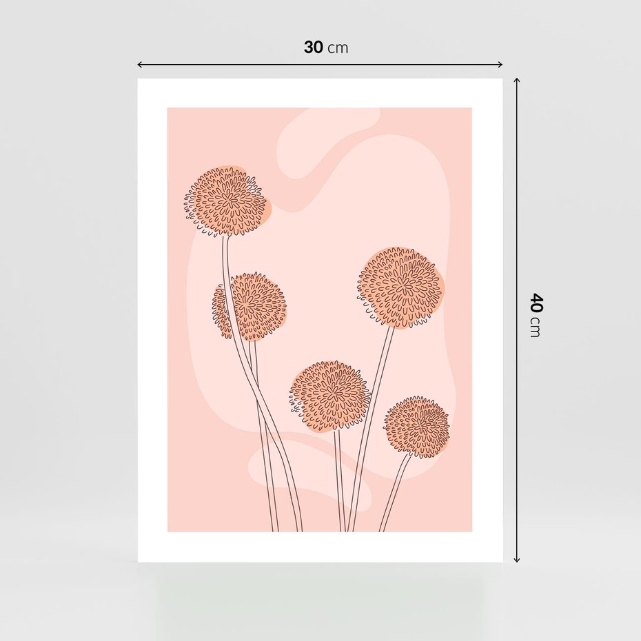 Plakat bez ramy 30x40 - Rozkwitające Emocje - minimalistyczny plakat, pudrowe kwiaty