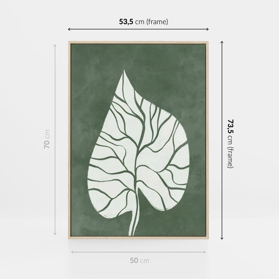 Obraz w ramie 50x70 - Migotliwe Wnętrze Zieleni - zielony plakat, roślinne motywy - rama drewno