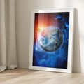Plakat w ramie 30x40 - Planeta w nieskończoności - ziemia, kosmos - rama biała