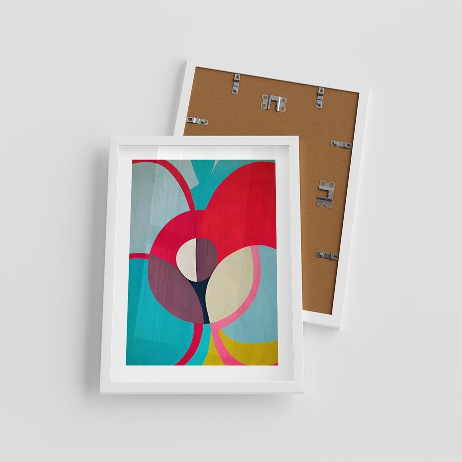 Plakat w ramie 30x40 - Kolorowe Odsłony Inspiracji - abstrakcyjny obraz, olejny - rama biała