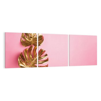 Obraz na płótnie 90x30 - Luksusowa Elegancja - złote, liście