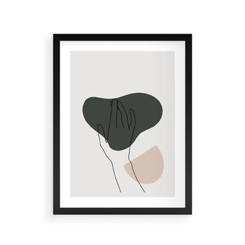 Plakat w ramie 30x40 - Bezczasowe Echo - szkic jedną linią, one line - rama czarna