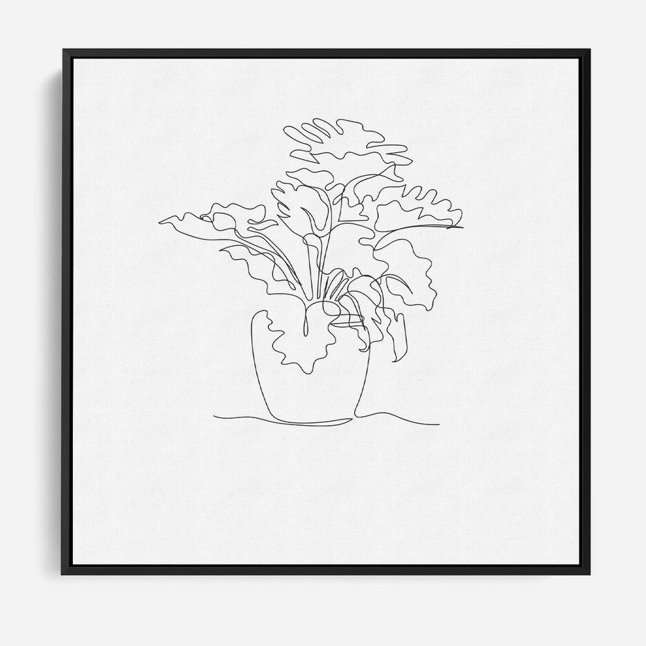 Obraz w ramie 50x50 - Rozkwitające Formy - szkic, minimalizm - rama czarna