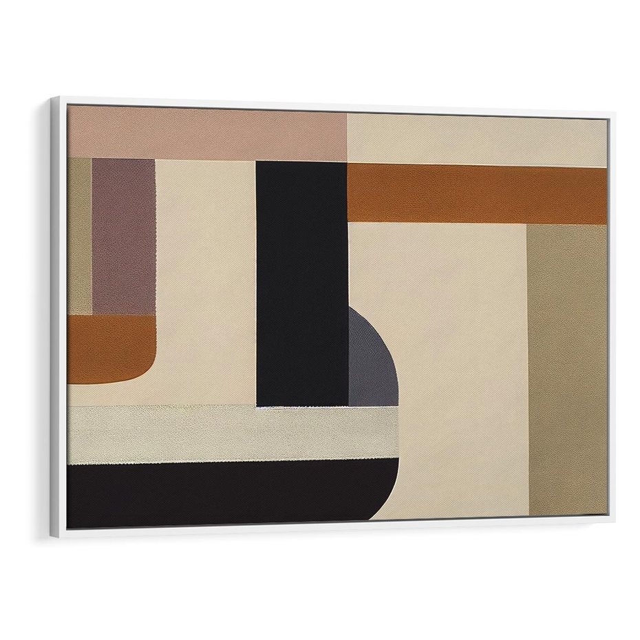 Obraz w ramie 120x80 - Nowoczesne Brązy - geometryszne pasy, nowoczesny styl - rama biała