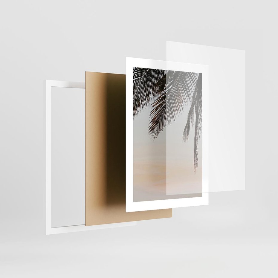 Plakat w ramie 30x40 - Tropikalna Harmonia - palmy na tle nieba - rama biała