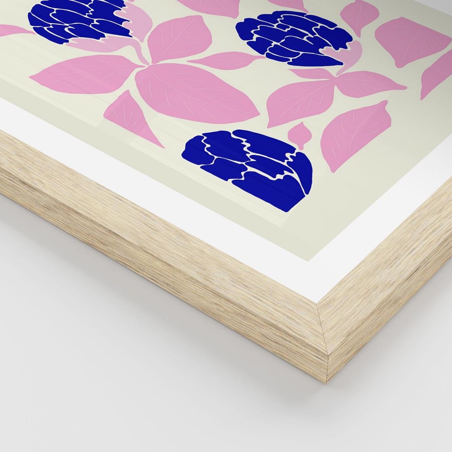 Plakat w ramie 40x50 - Impresje deszczu - nowoczesna kompozycja, kwiaty - rama drewno