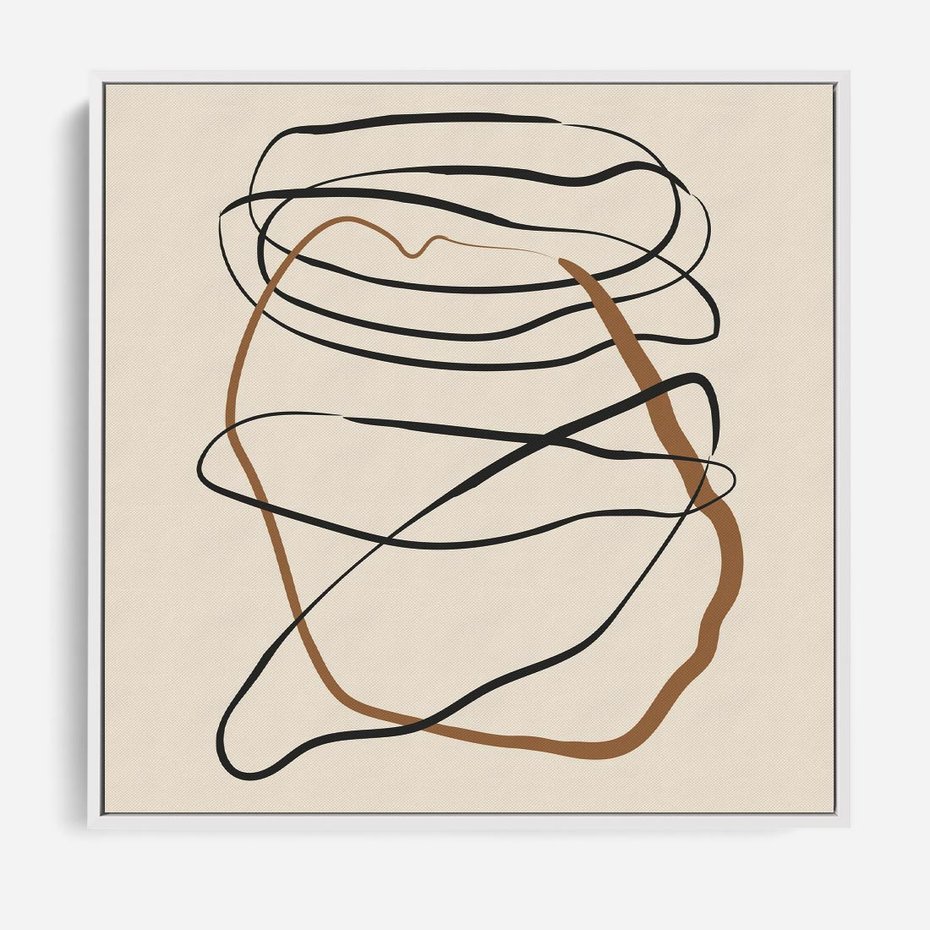 Obraz w ramie 50x50 - Bezczasowe Kontury - abstrakcyjne linie, zaplątane - rama biała