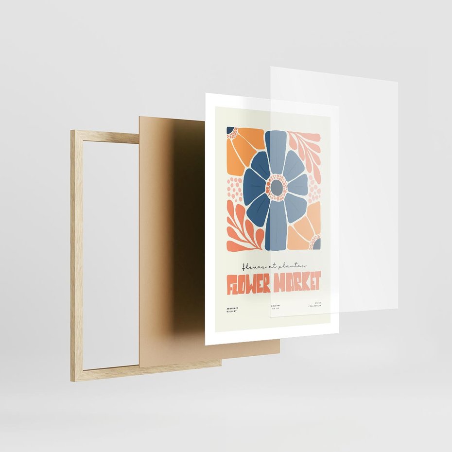 Plakat w ramie 50x70 - Rozbijające Widoki - kwiaty, nowoczesny plakat - rama drewno