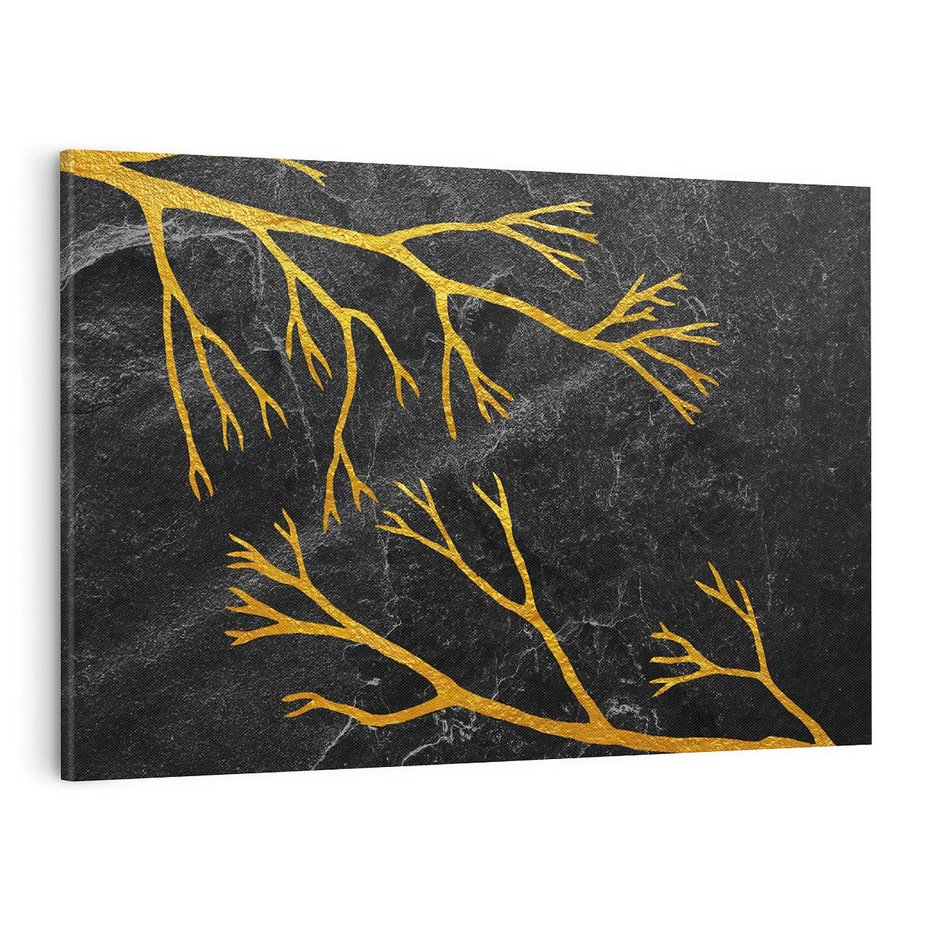 Obraz na płótnie 120x80 - Marmurowe Drzewa Snu - złote gałęzie, drzewa