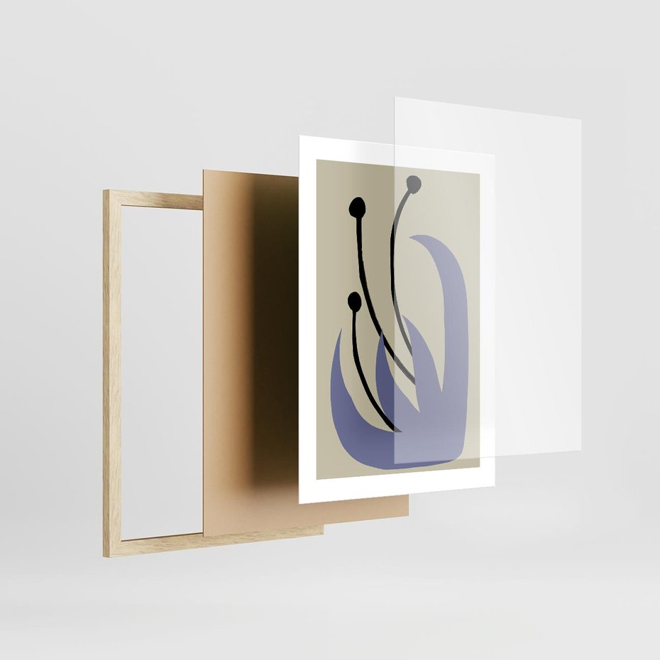 Plakat w ramie 30x40 - Bezgraniczne Przenikanie - minimalizm, boho plakat - rama drewno
