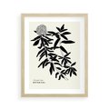 Plakat w ramie 40x50 - Szept kwiatowej wyobraźni - czarno biała grafika, roślinność - rama drewno