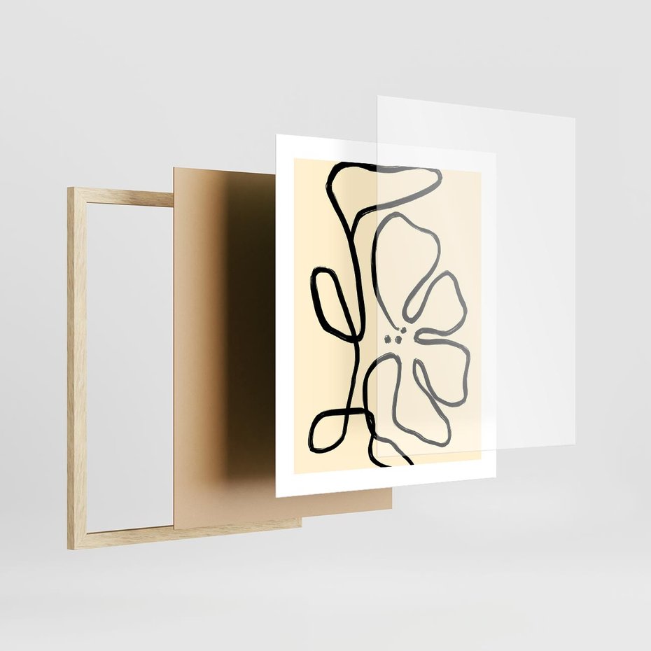 Plakat w ramie 40x50 - Zaklęte Aberracje - abstrakcyjna sztuka, przypominająca kwiat - rama drewno