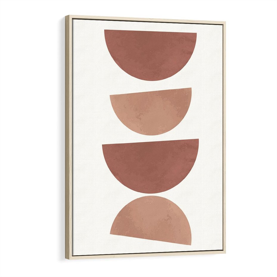 Obraz w ramie 70x100 - Abstrakcyjne Widzenia - abstrakcyjne geometryczne kształty, odcienie brązu i beżu - rama drewno