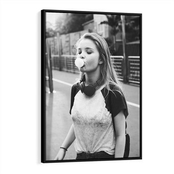 Obraz w ramie 50x70 - Letnia Młodość - nowoczesna fotografia, czarno biała - rama czarna