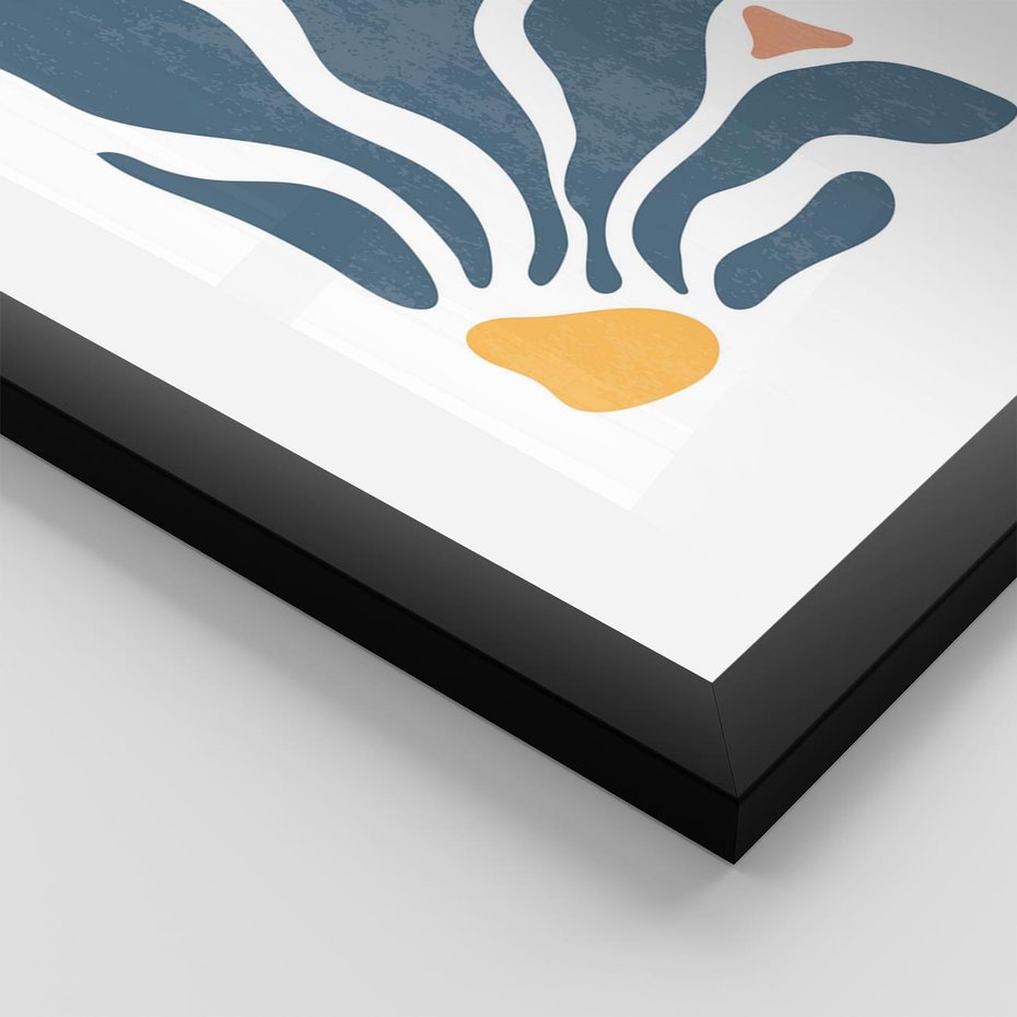 Plakat w ramie 50x70 - Szkice Kwiatowych Promieni - nowoczesna kwiatowa grafika, styl retro - rama czarna