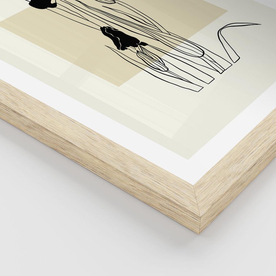 Plakat w ramie 40x50 - Rozkwitające w konturach - irys, kwiaty - rama drewno