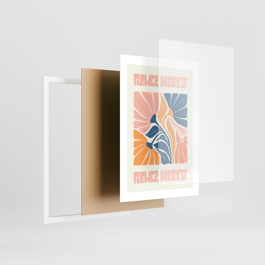Plakat w ramie 30x40 - Spójny Dysonans - pastelowe kolory, typografia - rama biała